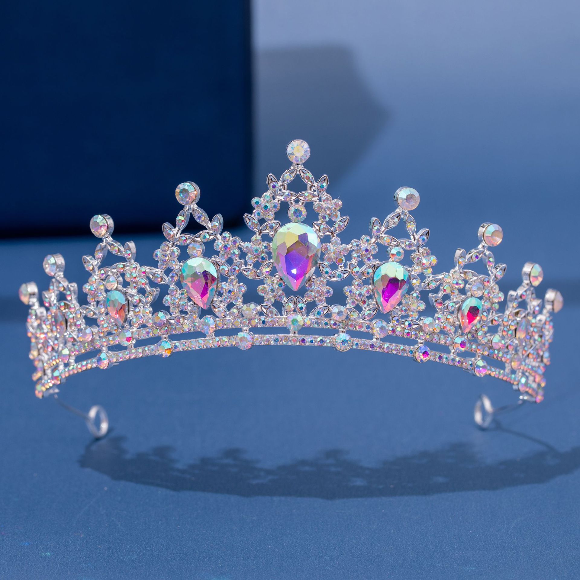 Accessoires pour cheveux de mariage, couvre-chef, bijoux de tête, diadème de cheveux de mariage, couronne de diadème de mariée en cristal, couleur argent, diadème en voile