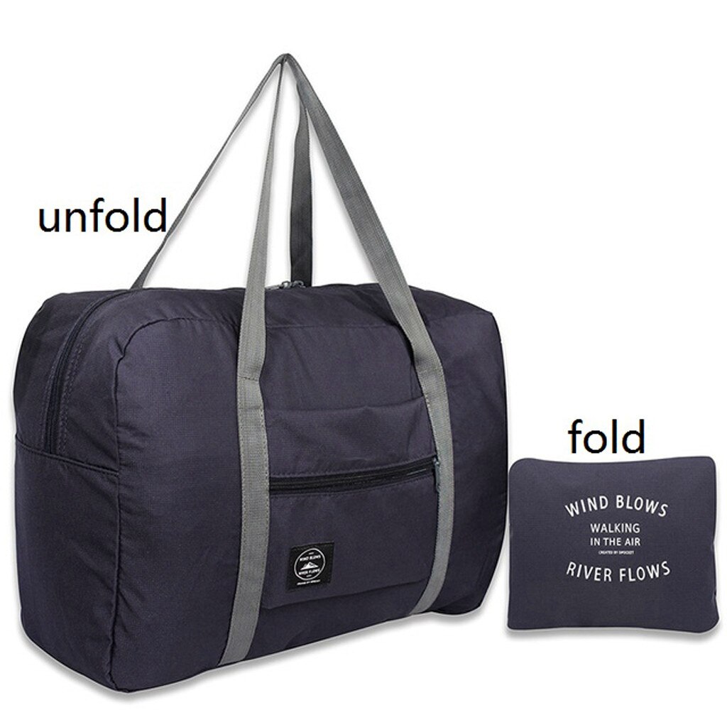 Sacos de Viagem Dos Homens Das Mulheres de Grande Capacidade de Nylon impermeável Dobrável Duffle Bag Organizador Cubos de Embalagem Bagagem Menina Saco De Fim De Semana #40: Dark Blue 