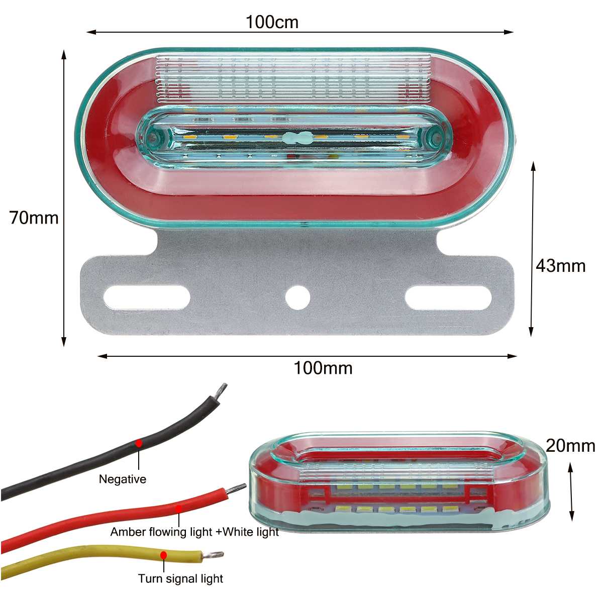 Luz LED dinámica de 24V para coche, indicador lateral de camión, luces externas, indicador de señal, luz trasera, 3 modos, remolque, camión, Rojo