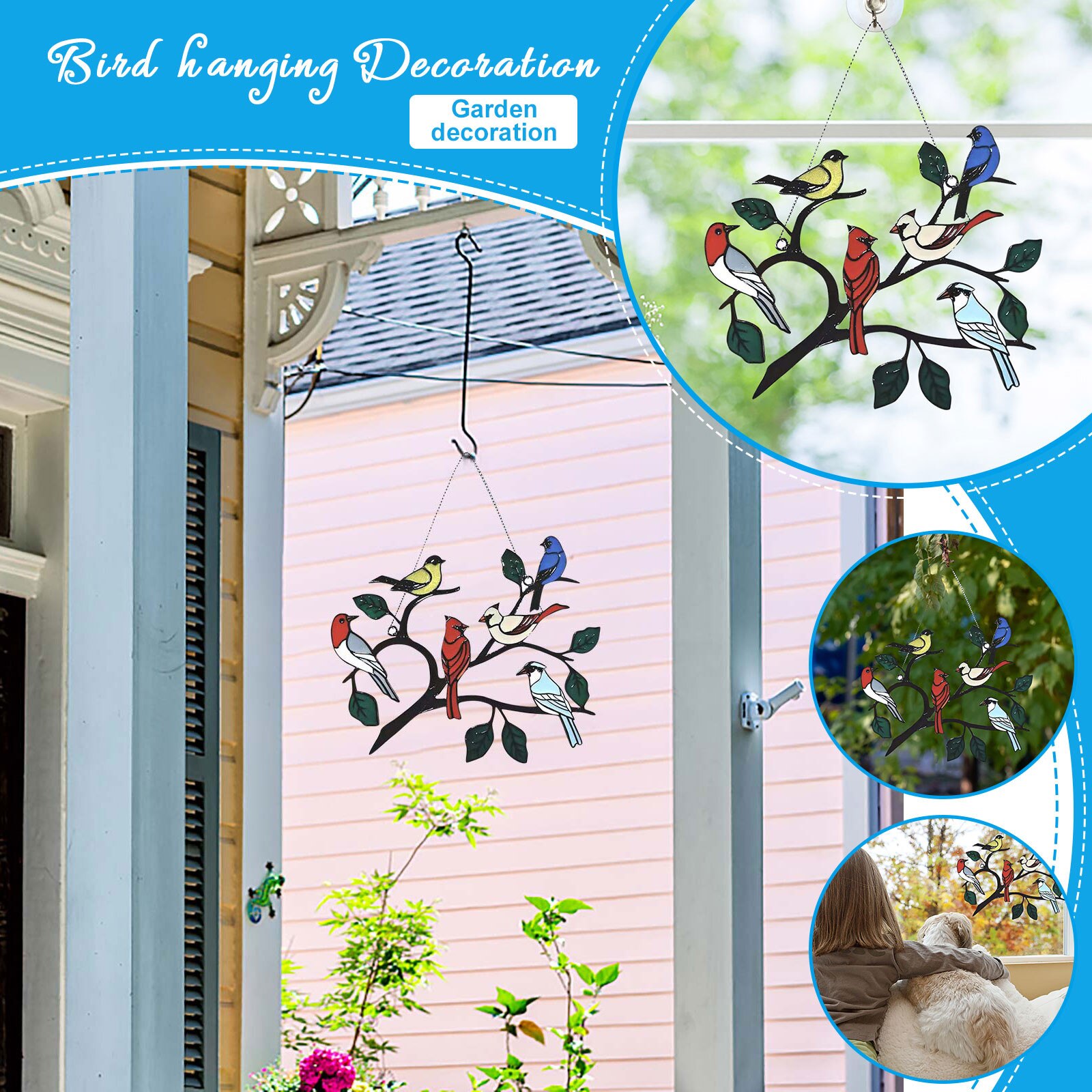 Stained Bird Glass Window Hangings Acrylic Wall Hanging Birds Decor Room Accessories Scandinavian Decor Mothers Day