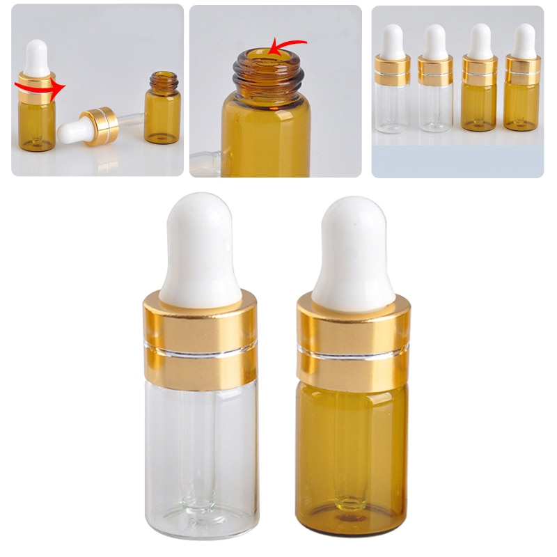 1pc 3ml tom dråbeflaske rav æterisk olie glas til massagepipetteflasker, der kan genopfyldes med ren dråberejse
