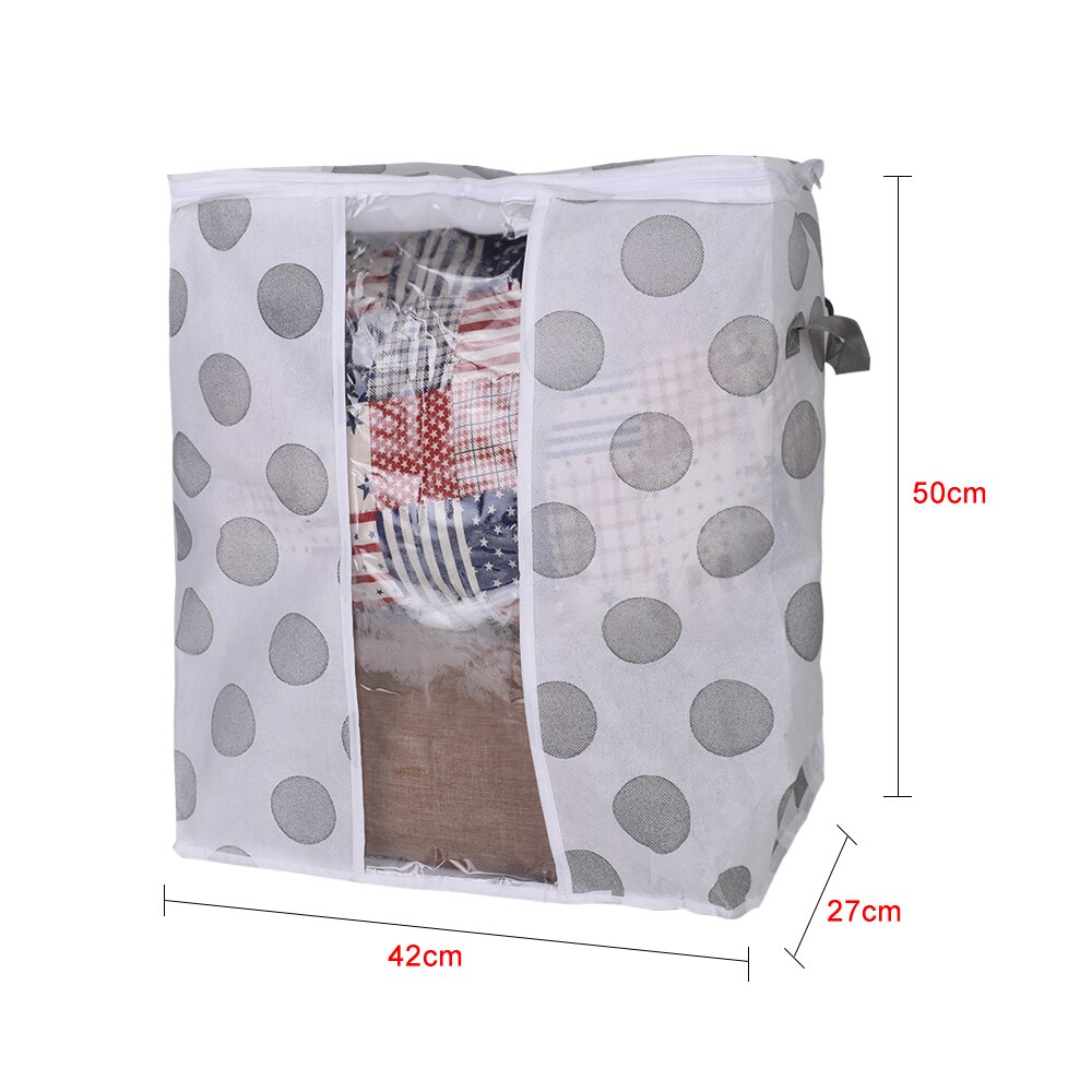 3pcs Non-Woven Fabric Clothing Storage Bag Folding Storage Box Clear Window Zipper Case Clothes Organizer Handles 49x36x21cm: point 42x27x50cm