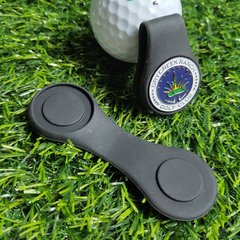 Silikone golfhat klip bold markør holder med stærk magnet fastgøres til din lomme kant bæltetøj golftilbehør: Sort