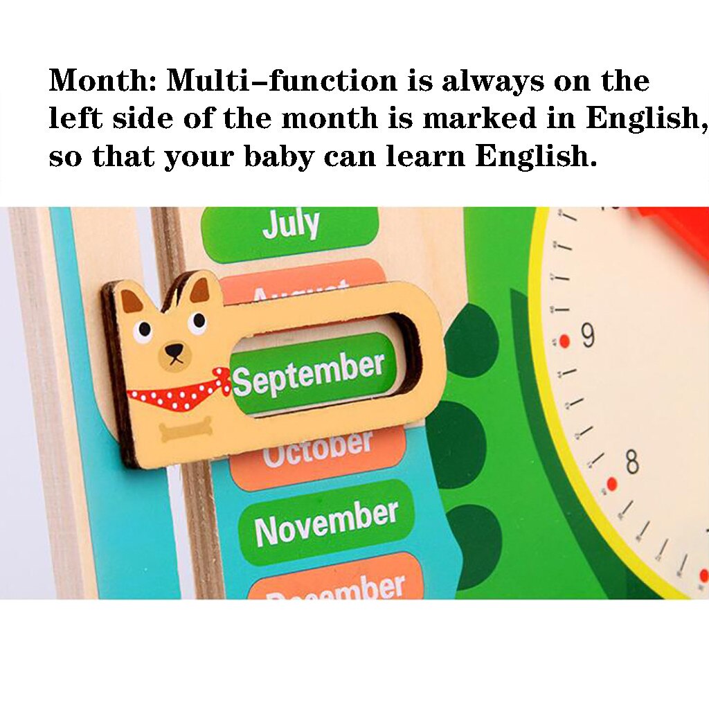 Houten Cartoon Kalender Klok Set Kinderen Hout Kalender Tijd Cognitieve Matching Speelgoed Kids Early Learning Onderwijs Speelgoed L4