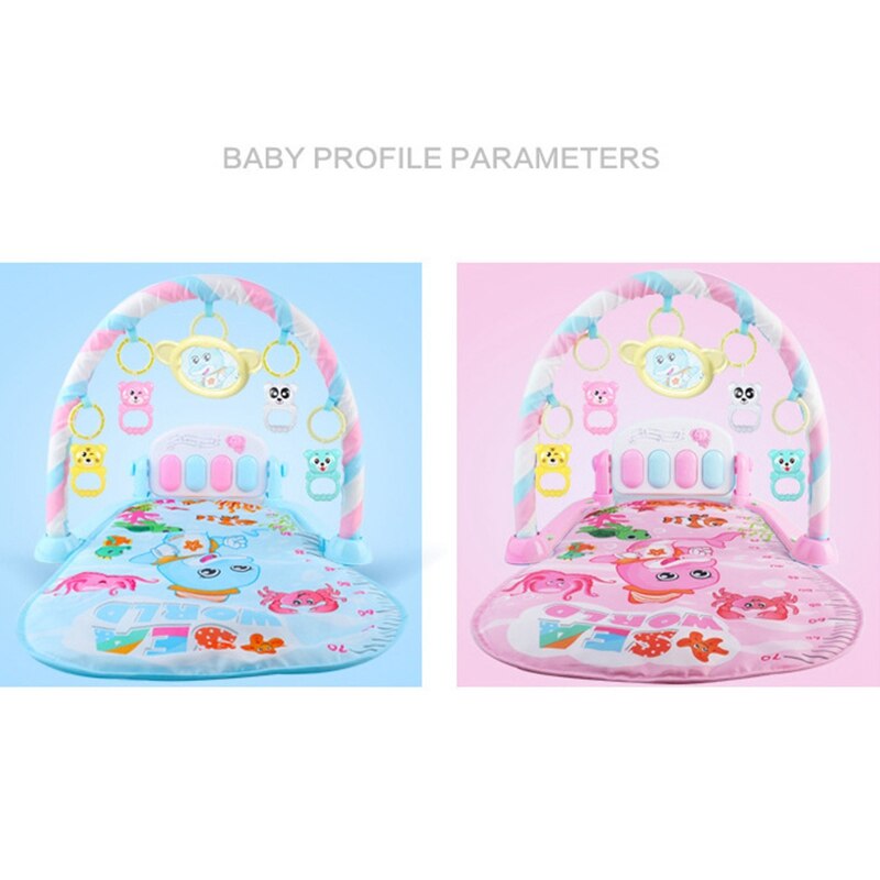 Baby legemåtte baby gym legetøj spil tæppe 0-12 måneder blød belysning rasler musikmåtte spædbarn kravlende aktivitet måtte legetøj rød