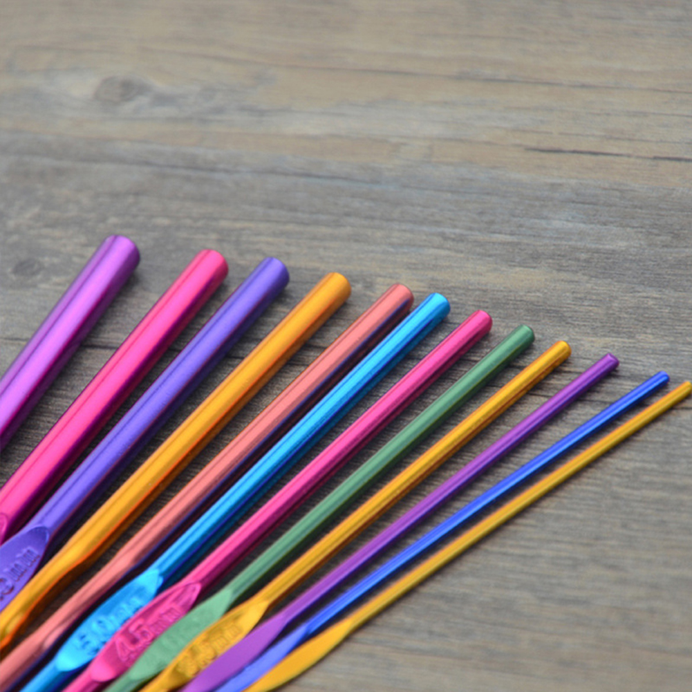 Ganchos/agujas de ganchillo de acero inoxidable de Metal, ganchos de tejer de alúmina, accesorios de costura de hilo de 2-10mm, herramientas, aguja de tejer artesanal DIY