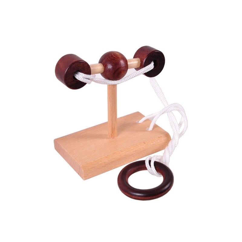 1 Piece Of Retro Style Wooden Educational Toy Solution Ring Unlock Solution Set Ring Puzzle Rope Toy
