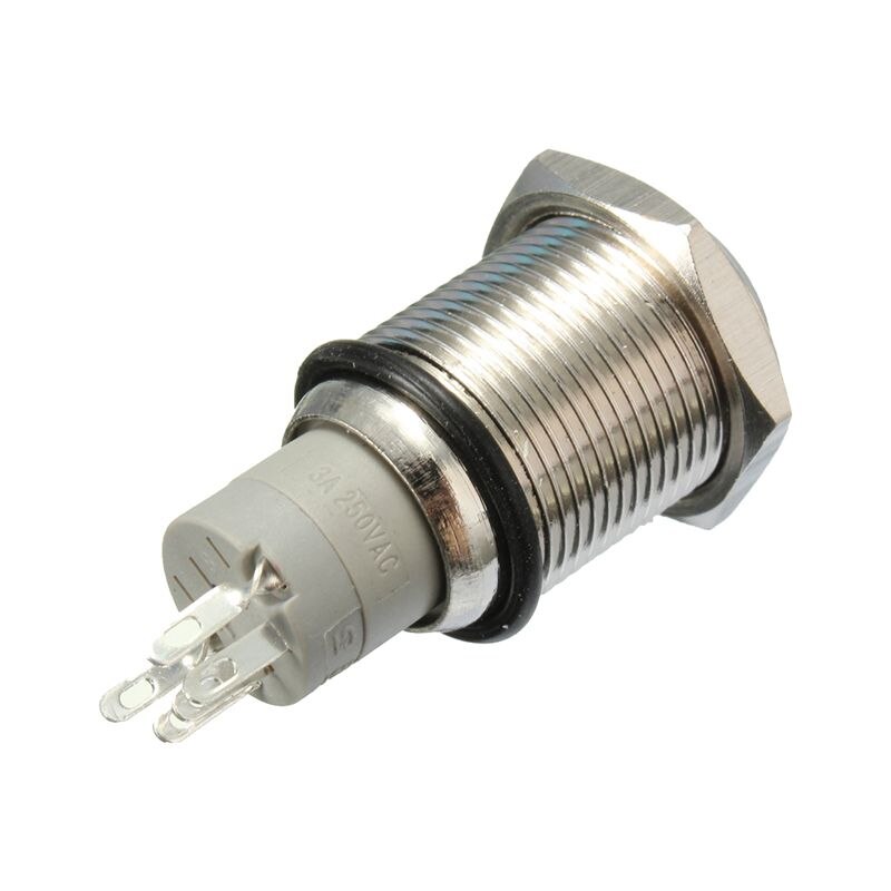 12v 16mm auto led licht momentane claxonknop roestvrij staal metaal eenvoudig te installeren schakelaar drukknoppen schakelaars classificatie 5a/250v ac