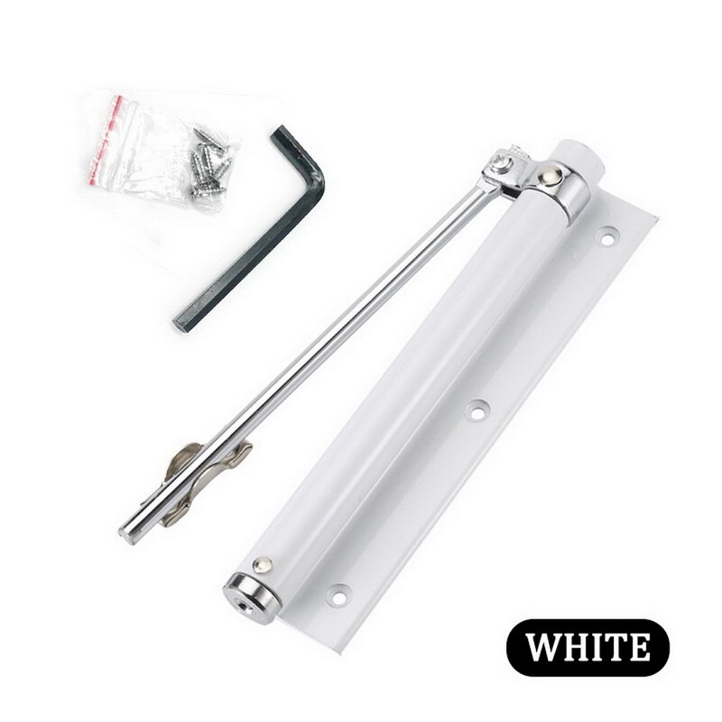 Door Closer Single Spring Strength Adjustable Surface Mounted Stainless Steel Automatic Closing Rated Door Hardware: white