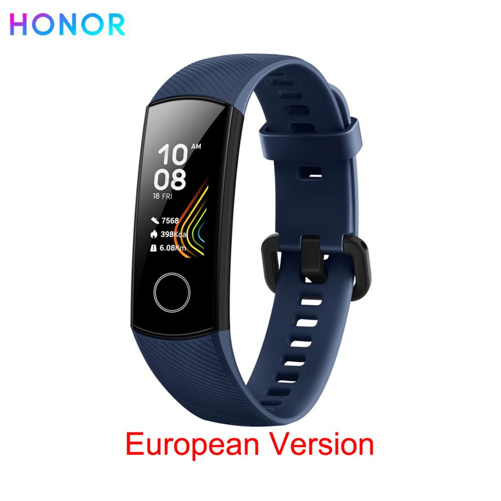 Honor band 5 slimme armband, wereldwijde versie, waterdichte sportarmband, gezondheid, bloed, zuurstof, fitness, slaaptracker, slimme band: Blauwe europese