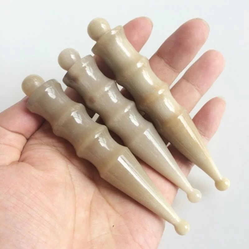 Authentic White Buffalo Horn Point Pen Acupuncture Cone Acupressure Care Tool Multi Function Massage Eye Rib Bar Facial Beauty