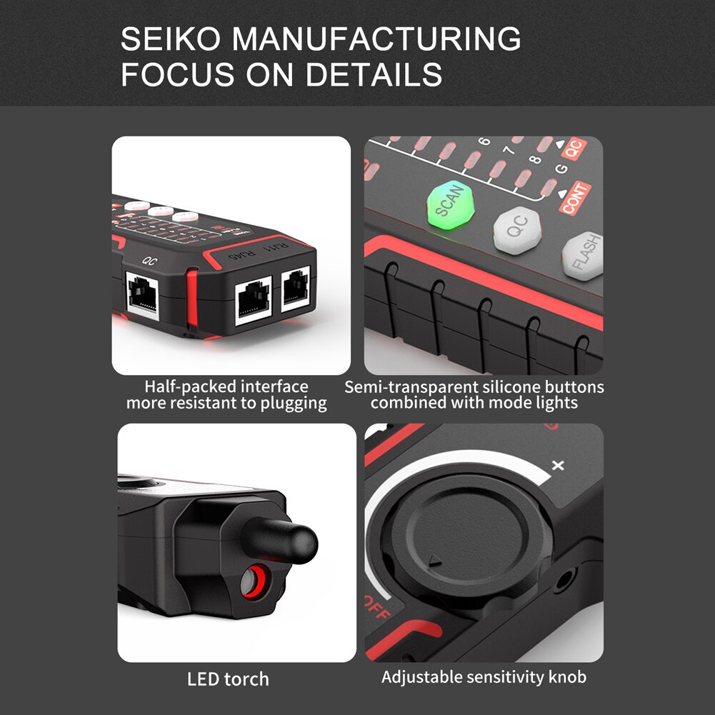 NF-802 Multi-function Cable Tester And Tracker RJ11 RJ45 Cat5 Cat6 LAN Ethernet Phone Wire Finder Poe Test