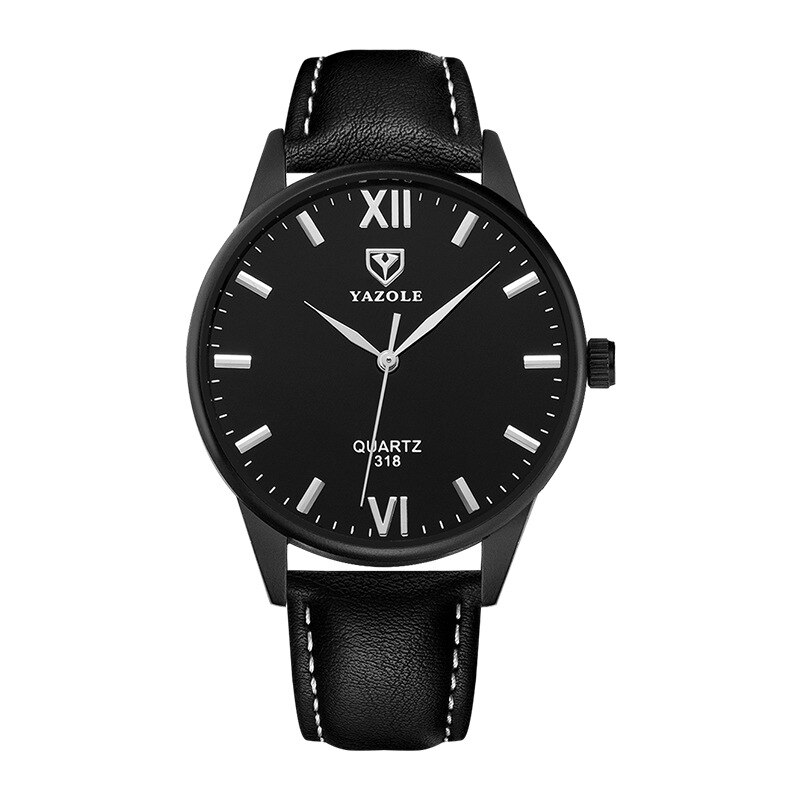 YAZOLE-montre à Quartz pour homme d'affaires, classique chronographe, bracelet en cuir pour homme: black