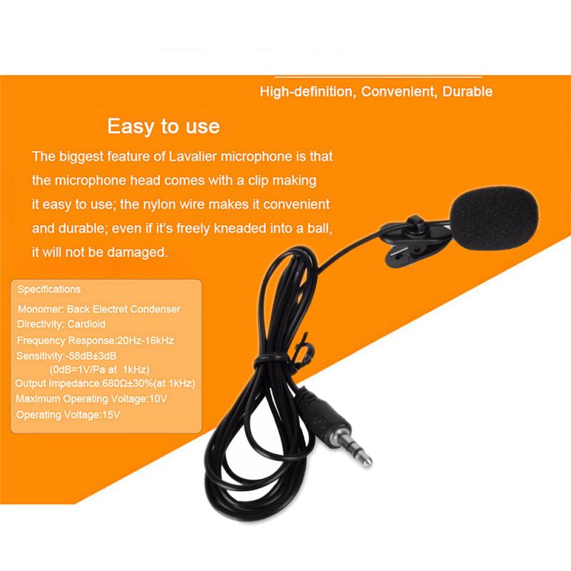 Micrófono de solapa con Clip, Mini micrófono portátil de 3,5mm para teléfono móvil, PC, grabación, Conferencia