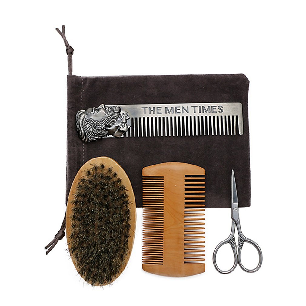 Beard Comb Set Double Beard Oil Head Shape Beard Comb Brush Care Beard Oil Tool Beard Comb Set