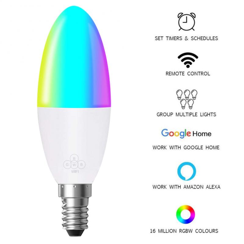 WiFi Smart Glühbirne E14 E26 E27 B22 LED Wifi Fernbedienung Timing Licht Arbeit Mit Alexa/Google Home RGB + weiß Dimmbar Timer Lampe