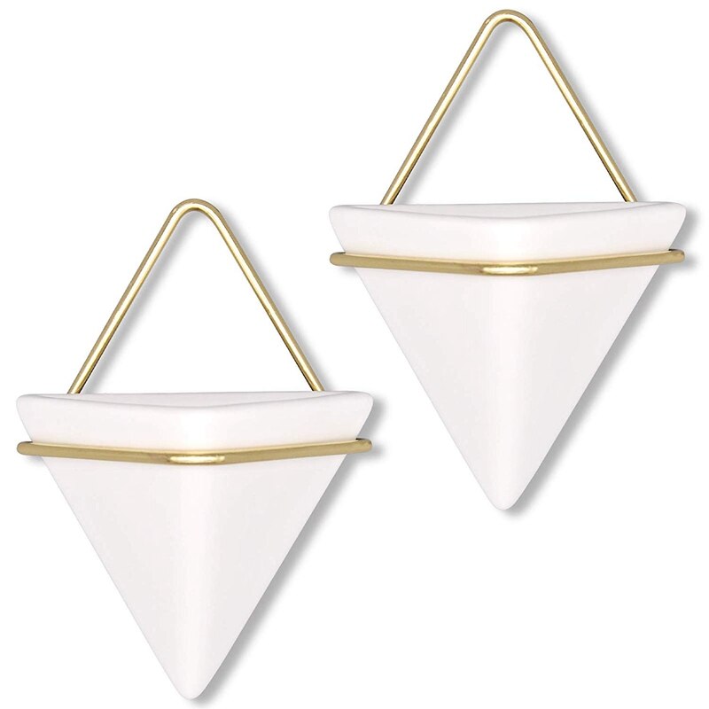 Home Goods Modern Hanging Planter Pots (2-Pack), Small Decorative Wall Planters for Cactus Decor and Hanging Plants, Wa: White and gold