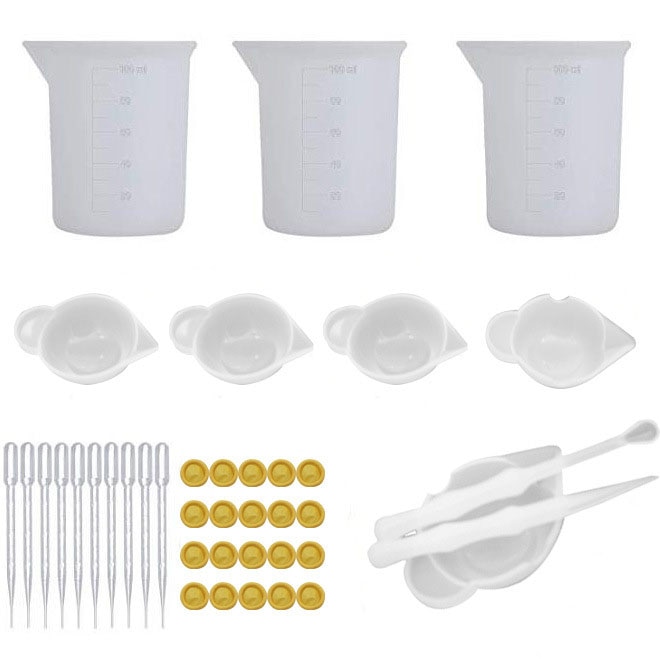 5 Style Silicone Jewelry Making Tools Set For Silicone Beaker Disposable Finger Covers Disposable Cups Dispenser