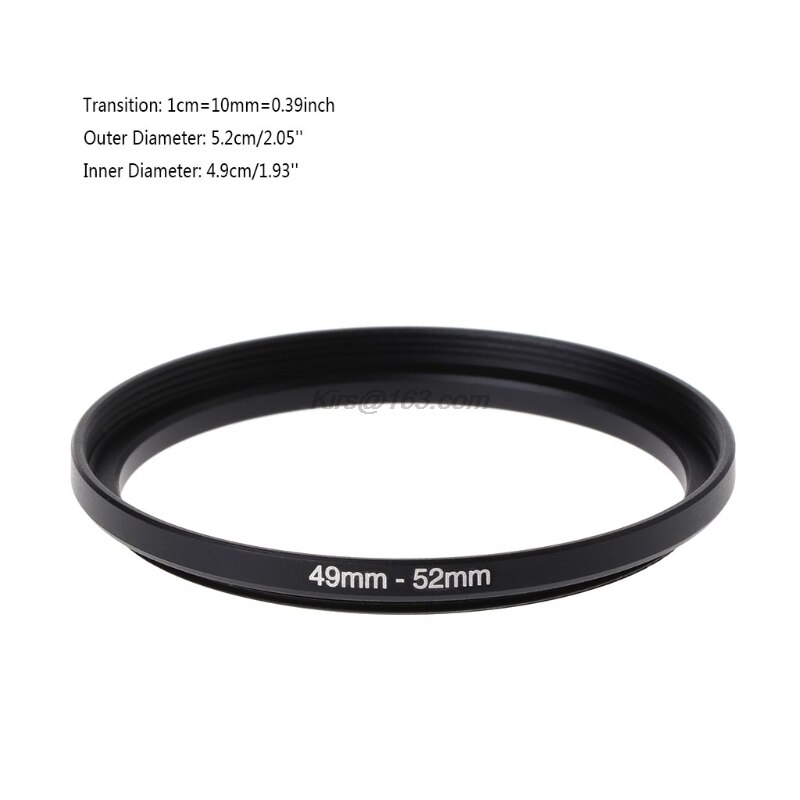 49mm à 52mm métal pas à pas anneaux adaptateur d'objectif filtre caméra outil accessoires