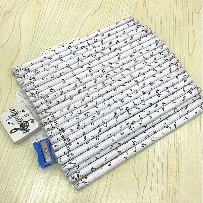 Musical Note Pencil 2B Standard Round Pencil Music Stationery Piano Notes School Student Prize 36pc Pencil+Eraser+Sharpener