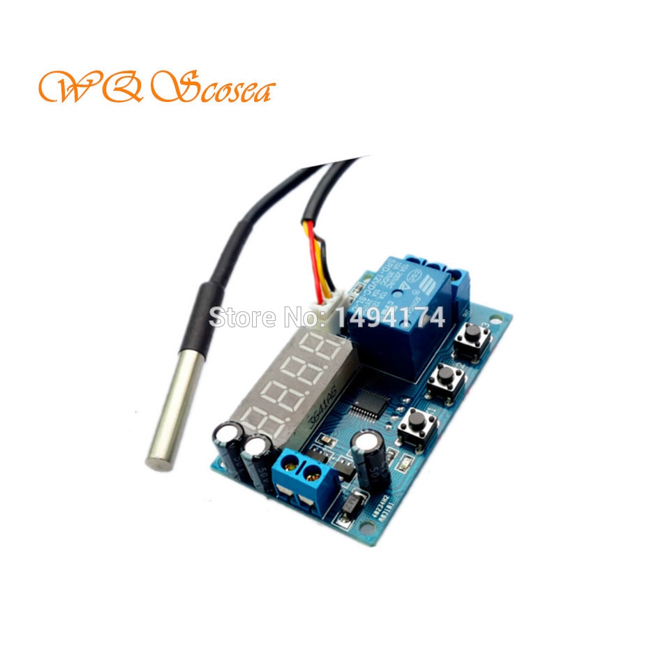 WQScosea QS336 12V Digital Intelligent Thermostat Incubator Switch DS18B20 Sensor Temperature Controller Delay Timer Time Rel