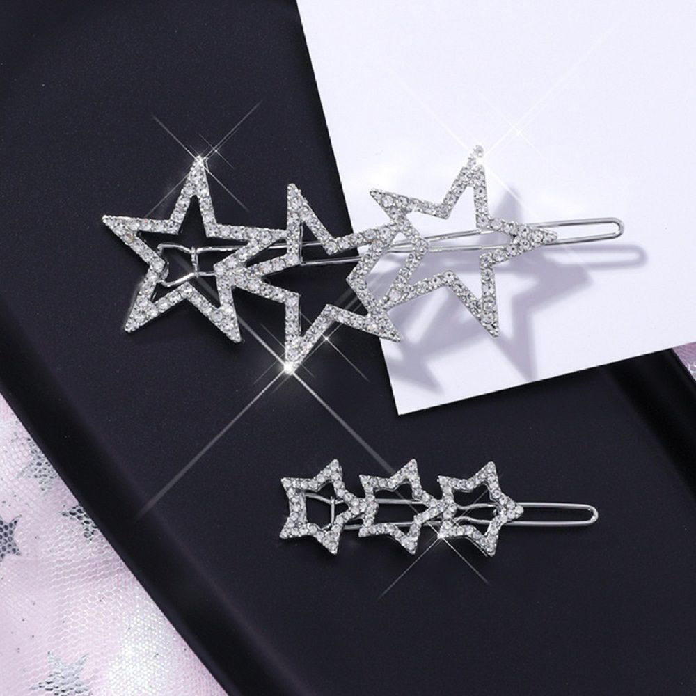 Korea Hollow Star Haar Clips voor Vrouwen Kristallen Steentjes Pentagram Haarspeld Vrouwen Bruids Haaraccessoires Hairgrip