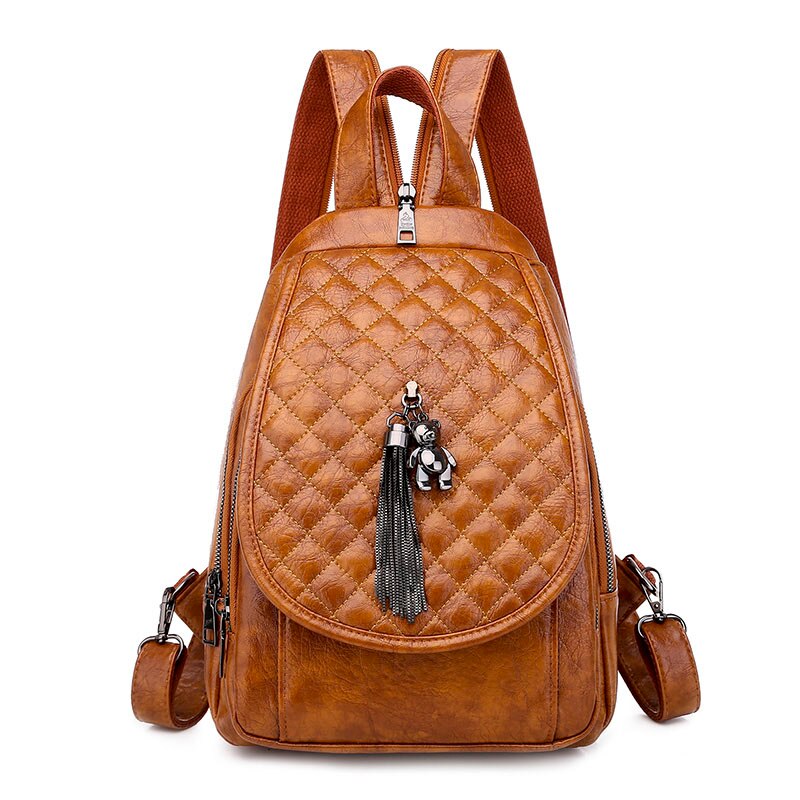 Vrouwen Pu Lederen Rugzakken Vrouwelijke Vintage Rugzak Voor Meisjes Tas Reizen Rugzak Dames Vrouwen Back Pack: Style 2 Caramel