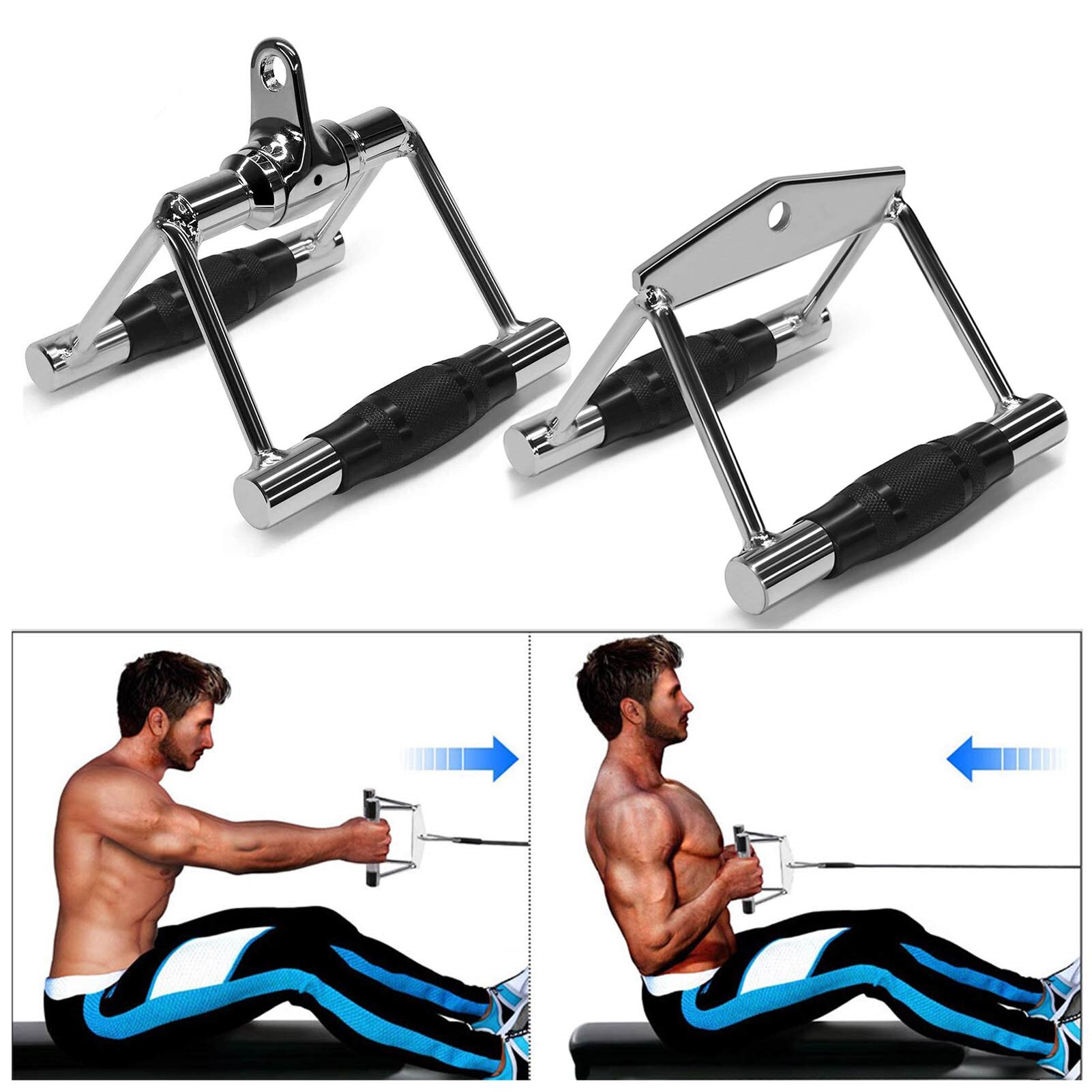 Non-slip V Handle Cable Machine Attachment Multi Rotation Gym Pull Down Rope Accessories Bodybuilding Biceps Triceps Grip Bar