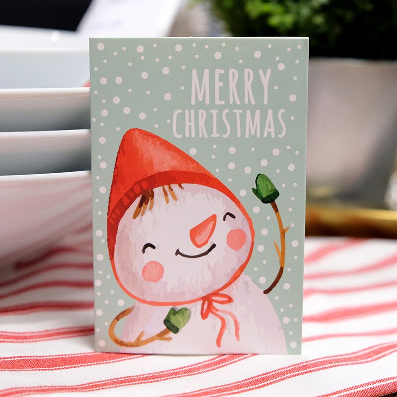 8pcs Merry Christmas Greet Card With Envelop Simply Style Pink Yellow Xmas Postcard Thank You Cards Christmas Invit Greet Card