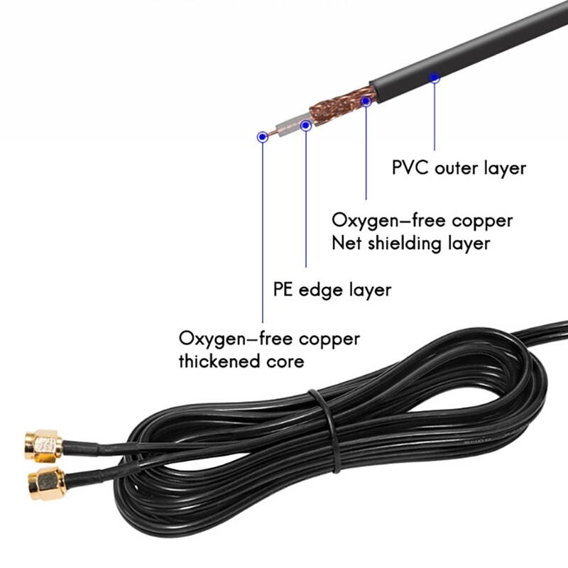 2.4g/5g dualband-antennen mit 6.5ft verlängerungskabeln, 6db magnetische wlan-netzwerkkarten, wlan-sma-antennen