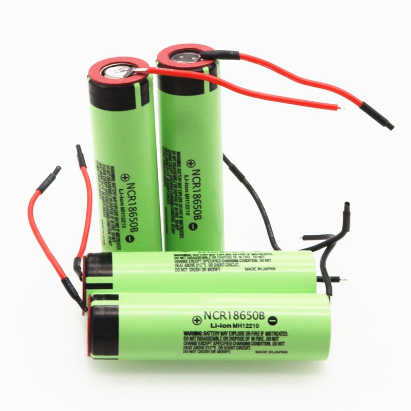 4 stks/partij Originele NCR18650B 3.7 v 3400 mAh 18650 Lithium Oplaadbare Batterij Lassen silicagel Kabel DIY batterijen