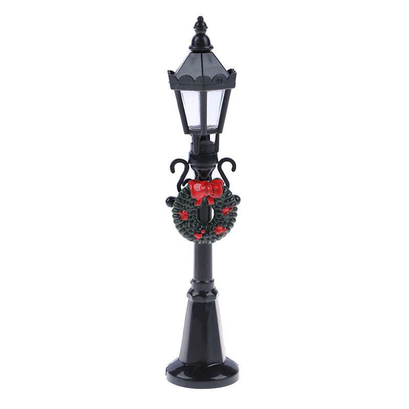 1Pc Black 1/12 Dollhouse Miniatuur Kerst Park Street Lamp Pop Streetlight Speelgoed Voor Poppenhuis Tuin Decoratie 12Cm