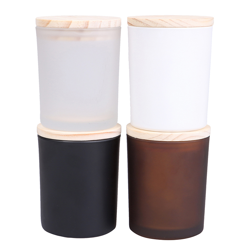 Bougie en verre avec couvercle en bois