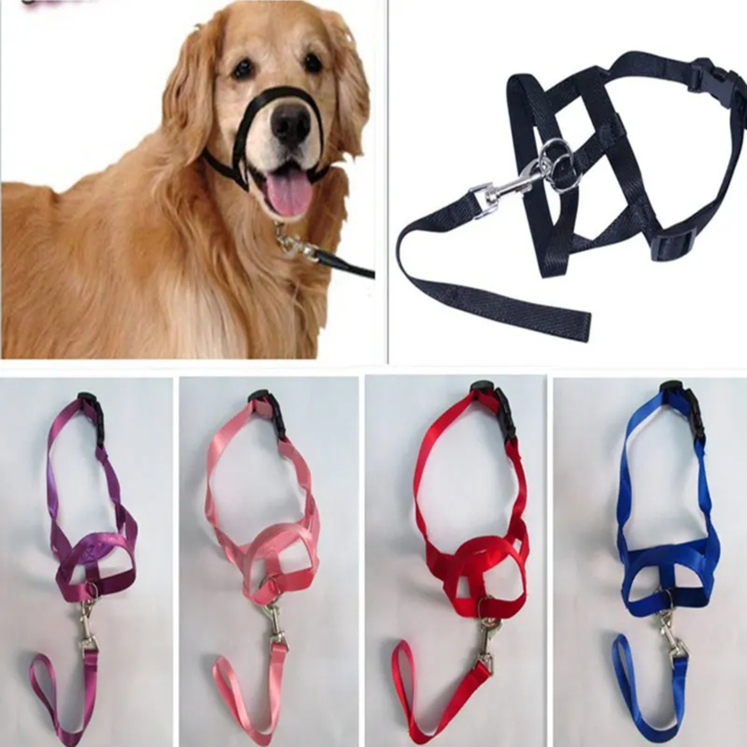 Correas ajustables sólidas para morder, cinturón líder, correa de entrenamiento, Collar líder, Collar para perro, bozal, Halter para perro, arnés suave