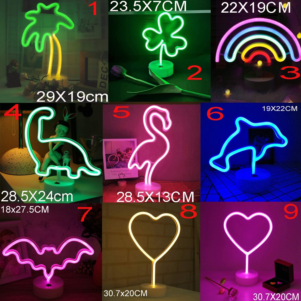 17 stilarter led neonskilte lys med holder base til festartikler bordpynt hjem soveværelse indretning børn natlampe