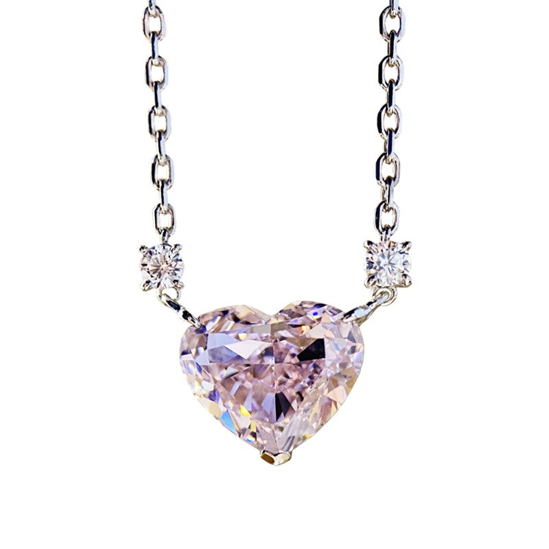 Colgante de diamante de laboratorio con forma de corazón brillante para mujer, gargantilla de plata de ley 100% auténtica, colgantes de boda, collar para mujer, joyería nupcial