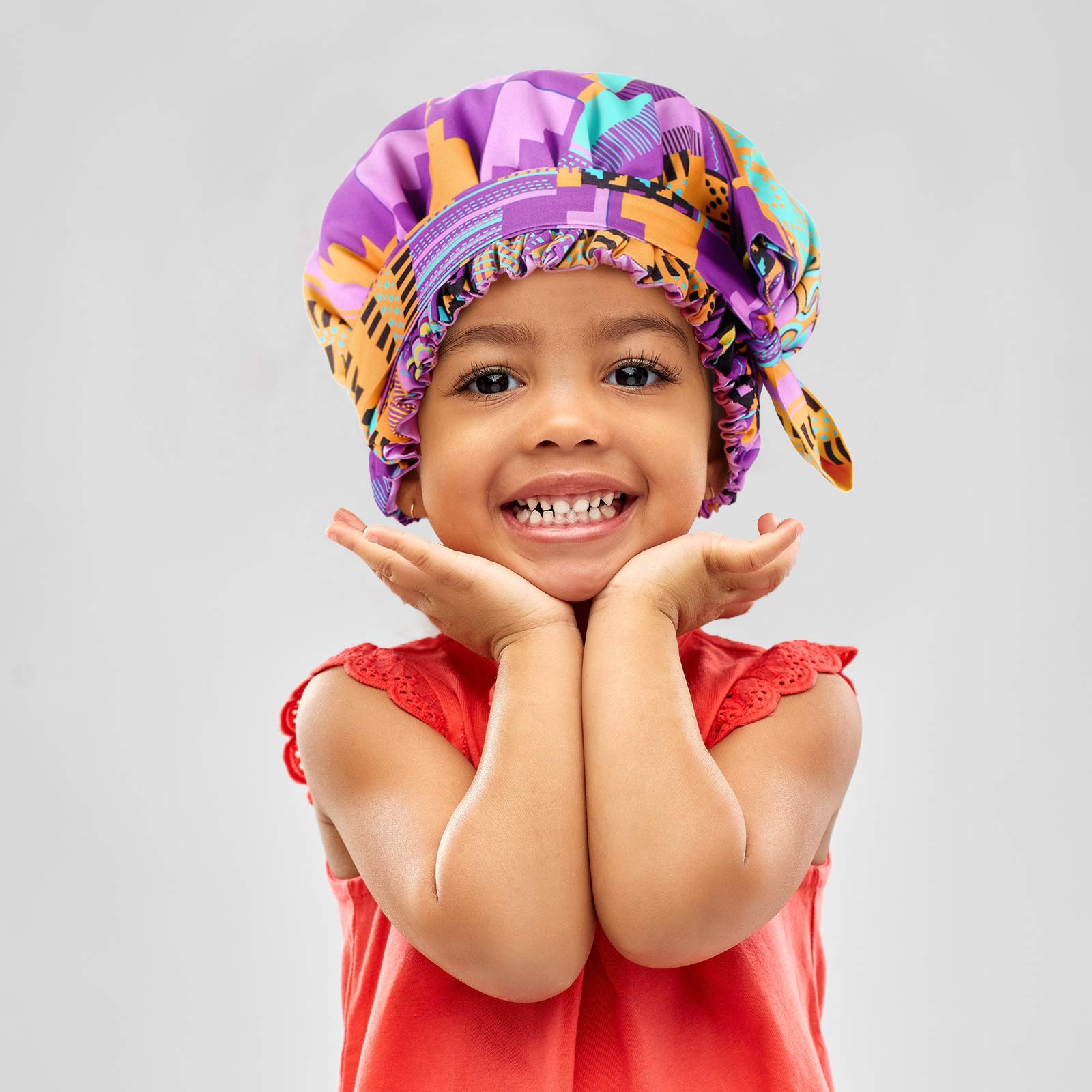 Kids Satijn Gevoerd Hoofddeksels Krullend Haar Bonnet Voor Slapen Afrikaanse Kinderen Hoofd Sjaal Mutsen Caps Jongen Meisjes Wrap Hoofd