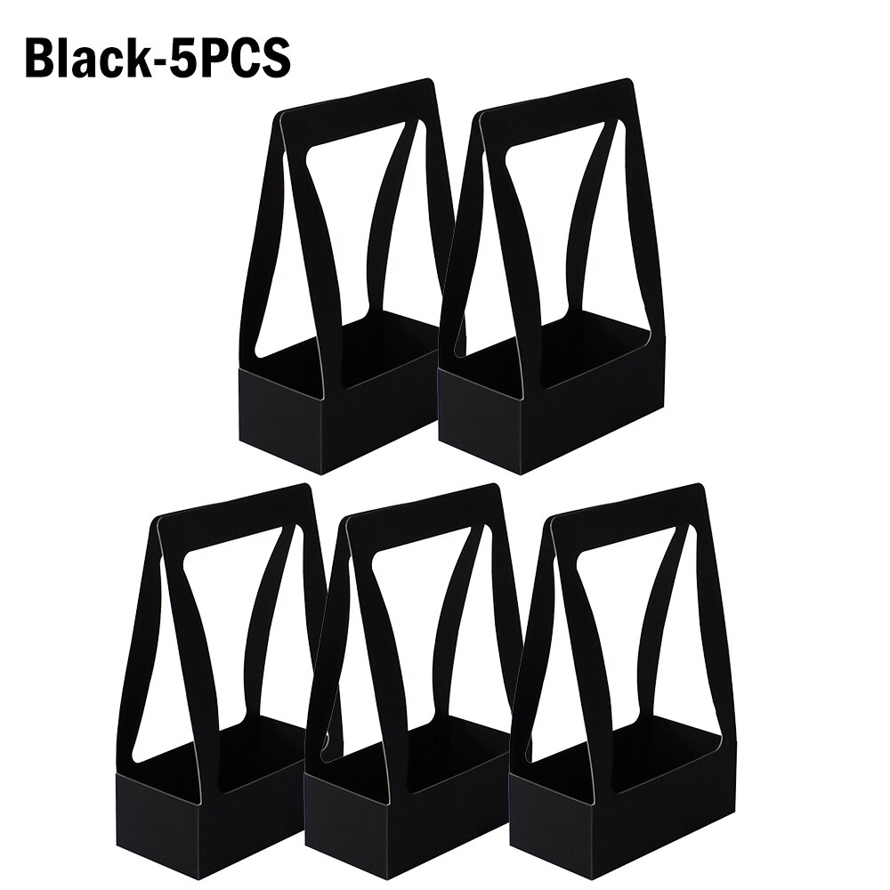 5 pièces présente boîte Bouquet papier pliable boîte à fleurs pour salon boîte de mariage emballage fête Festival boîte à fleurs: black-5PCS