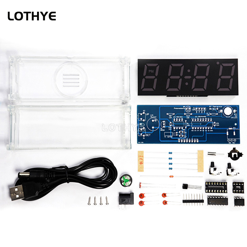 Digitale Röhre DIY Uhr Bausatz Temperatur Mehrfarbige LED Woche Anzeige Mit Klar fallen Abdeckung DIY Elektronische Bausatz Lözehn Montage
