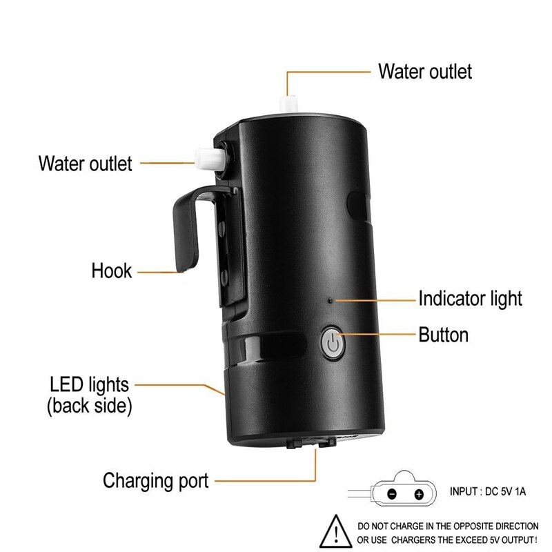 USB Portable Outdoor Shower Waterproof Camping Shower Shower Pump for Car Family Hiking Backpacking Travel Beach Pet