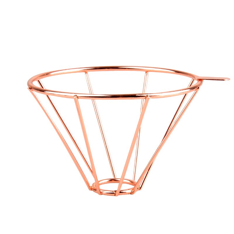 Rose Gold V60 1-4 Kopjes Koffie Filter Houder Metalen Koper Brouwen Druppel Zilver Koffie Filters Accessoires Trechter Mesh filter: Rose Gold 1