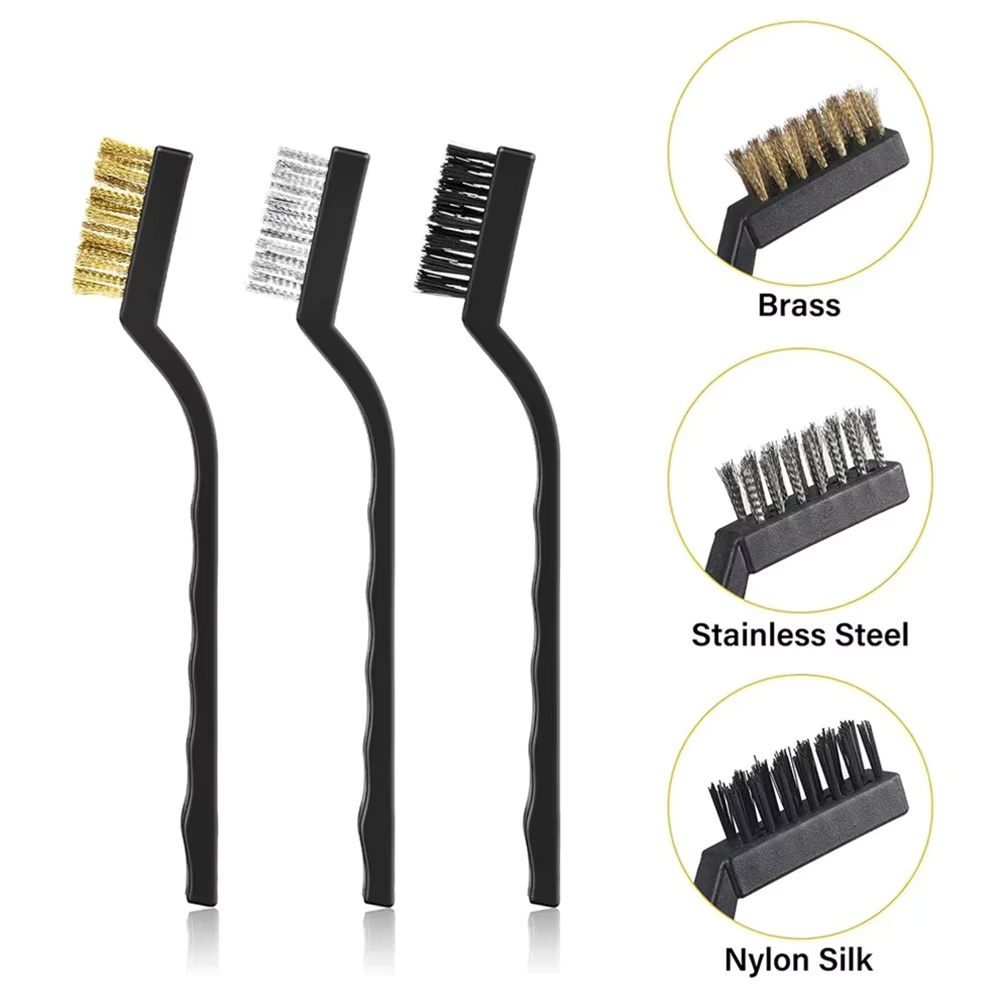 3 pezzi in acciaio inossidabile rame nylon filo spazzola ruggine scrub rimuovere strumenti di pulizia stampi per macchinari parti pulizia manuale e manutenzione