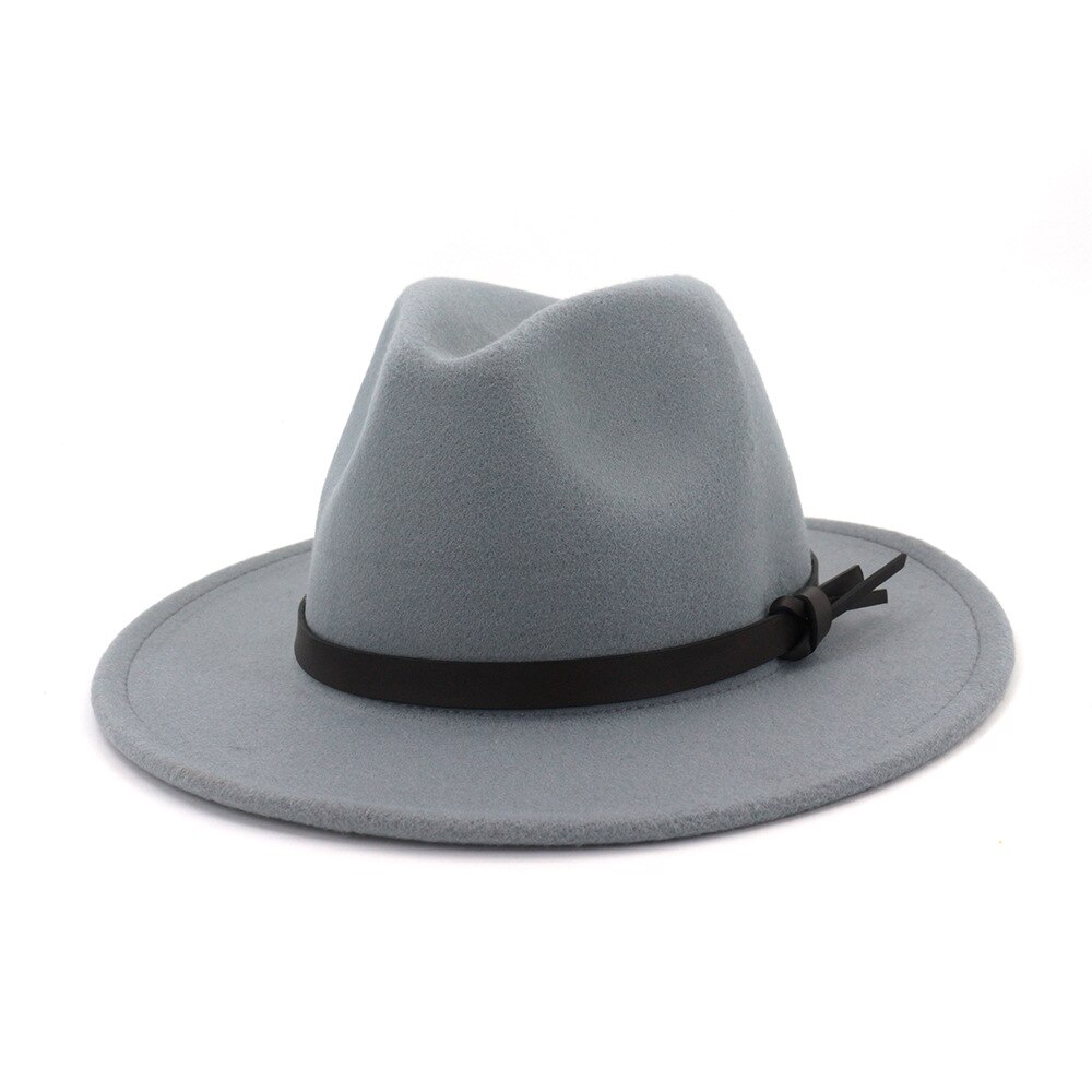 De lana de las mujeres de Sombrero de cowboy del oeste Roll-up de ala ancha vaquera Jazz ecuestre Sombrero gorra con cinta delgada AD0853: Gris