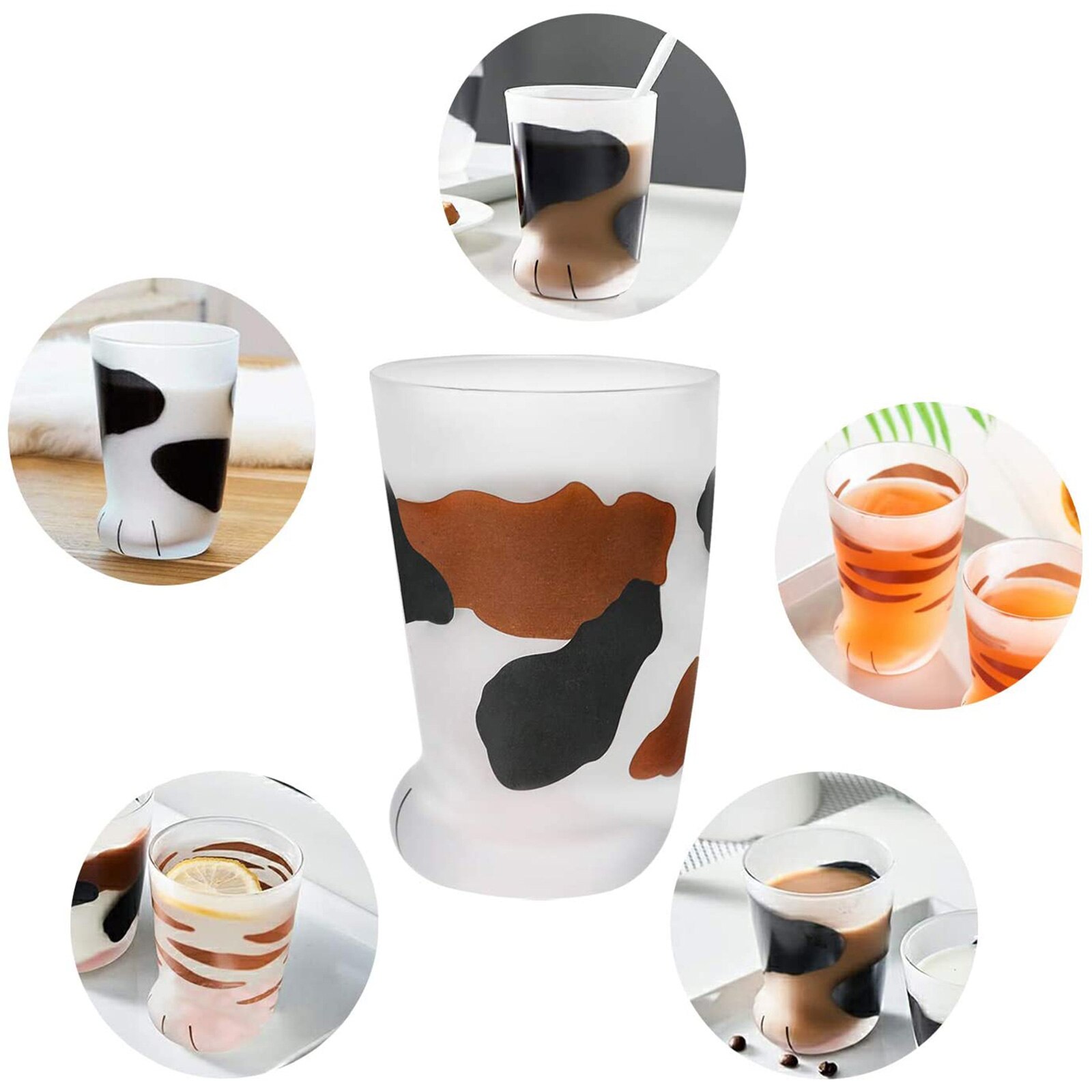 Kreative Kaffee Tassen Katze Fußabdruck Desigh gefrostet Kristall Glas Tasse Katze Klaue Tasse Für Männer Frauen freundlicher Hause Getränk Tassen