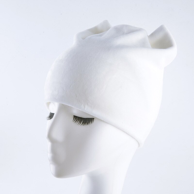 Kvinne vinter flanell skullies katt øre lue pluss fløyel tykk dobbeltlag varm lue hatt øre klaffer jenter søt lo strikk lokk