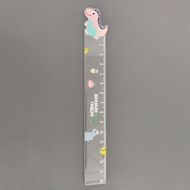 Règle de Dinosaure Kawaii Transparente et Mignonne de 15cm, Outil de Dessin à Faire Soi-Même, Fournitures Scolaires pour Étudiant: Rouge