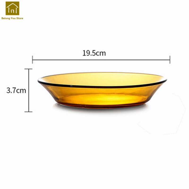 Farve glas tallerken enkel gennemsigtig mikroovn plader middag dyb tallerken tallerken nice verre gafler mad tallerkener wki 087: Lysebrun 19.5cm