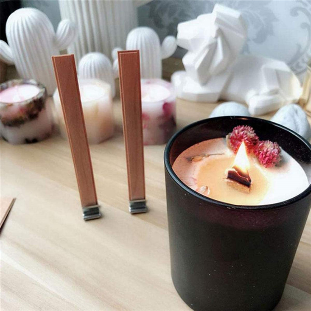 20Pcs Wooden Candles Wick Aromatherapy candle wick with Sustainer Core for DIY Candle Making Kit Supplies Handmade Soy Parffin W