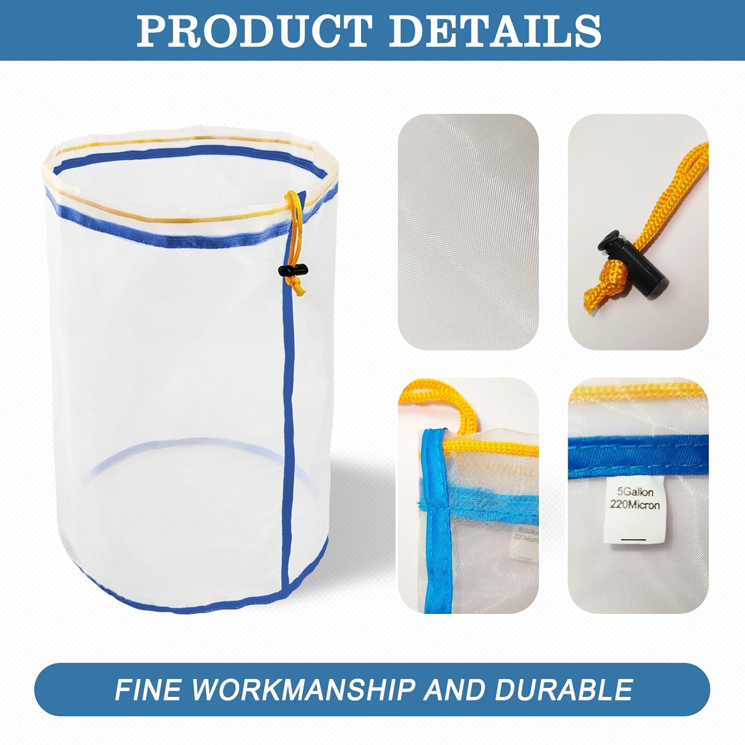 5 Gallon Filter Bag All Mesh Nylon Bubble Hash Bag Garden Grow Bag Hash Herbal Bags Ice Essence Extractor Kit Extraction