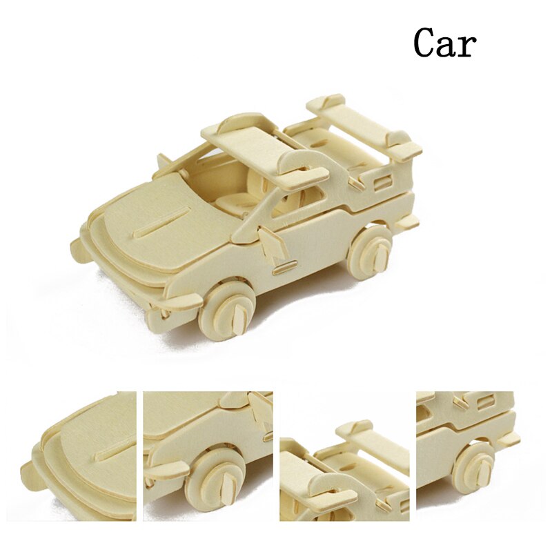 3D Puzzle Wooden Jigsaw Toys Plane Series Vehicle Model Education Toy Game For Children Wood Jigsaw Puzzles Christmas: Car